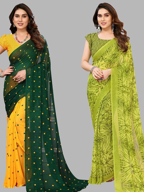 women pack of 2 printed casual sarees - 21440239 - Very Small Image - 1