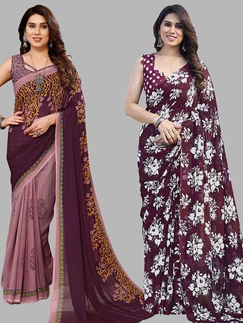 women pack of 2 casual wear sarees - 21440254 - Very Small Image - 1