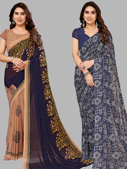 pack of 2 printed sarees - 21440255 - Very Small Image - 1