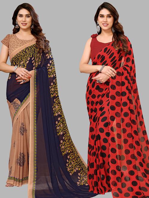 women pack of 2 casual wear sarees - 21440274 - Very Small Image - 1