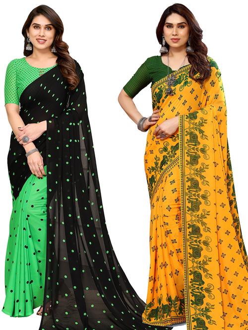women pack of 2 casual wear sarees with blouse - 21440278 - Very Small Image - 1