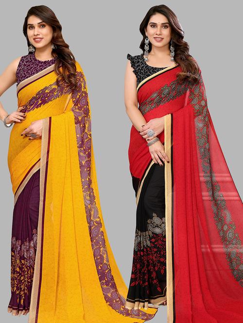 pack of 2 printed sarees - 21440280 - Very Small Image - 1