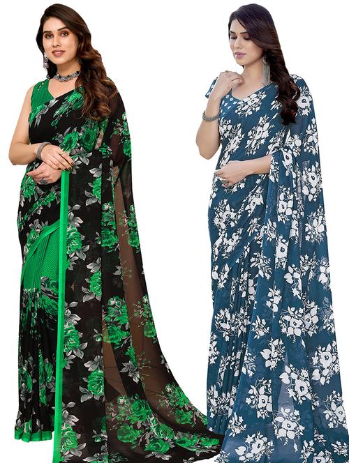 women pack of 2 casual wear sarees - 21440283 - Very Small Image - 1