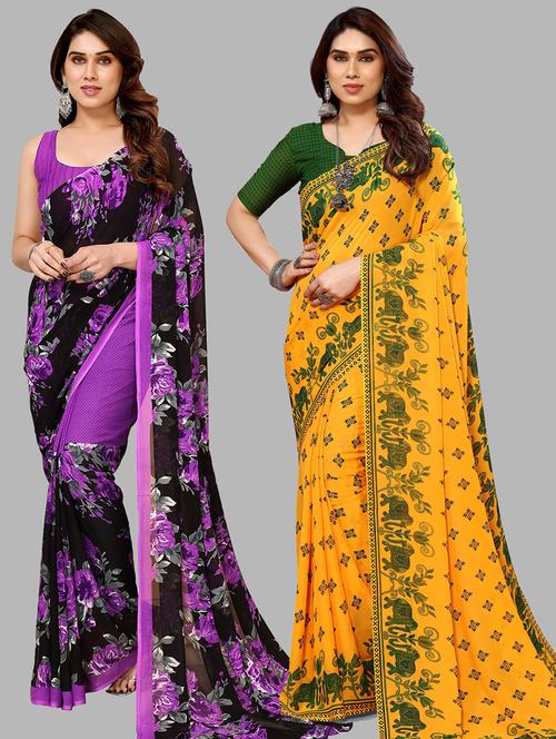 pack of 2 printed casual wear sarees - 21440285 - Very Small Image - 1