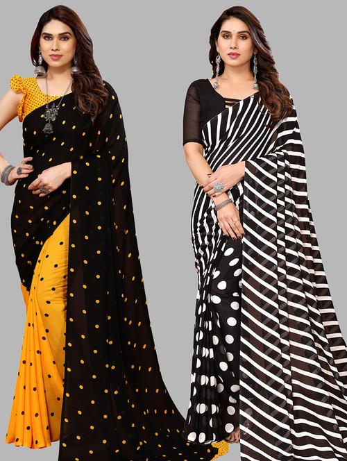 women pack of 2 printed casual sarees - 21440289 - Very Small Image - 1