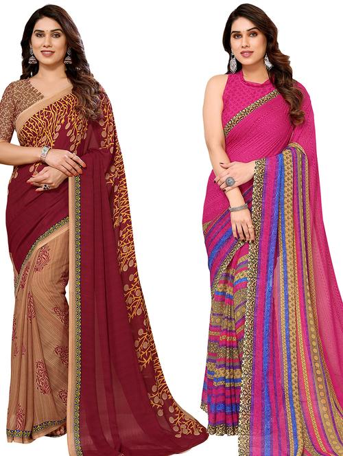 women pack of 2 casual wear sarees - 21440296 - Very Small Image - 1