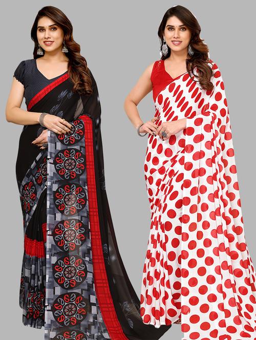 pack of 2 casual wear combo sarees with blouse - 21440297 - Very Small Image - 1
