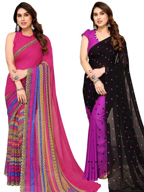 women pack of 2 printed casual sarees - 21440303 - Very Small Image - 1