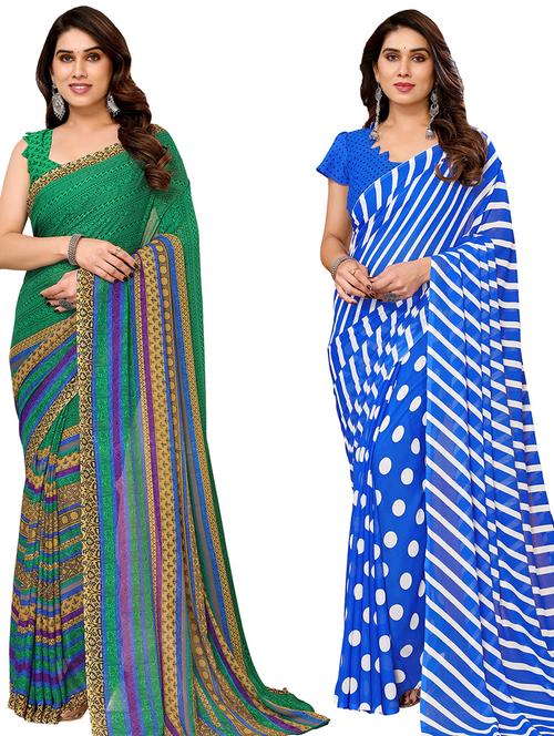 pack of 2 printed casual wear sarees - 21440305 - Very Small Image - 1