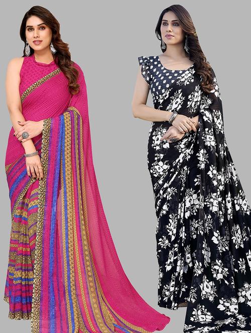 women pack of 2 casual wear sarees - 21440317 - Very Small Image - 1
