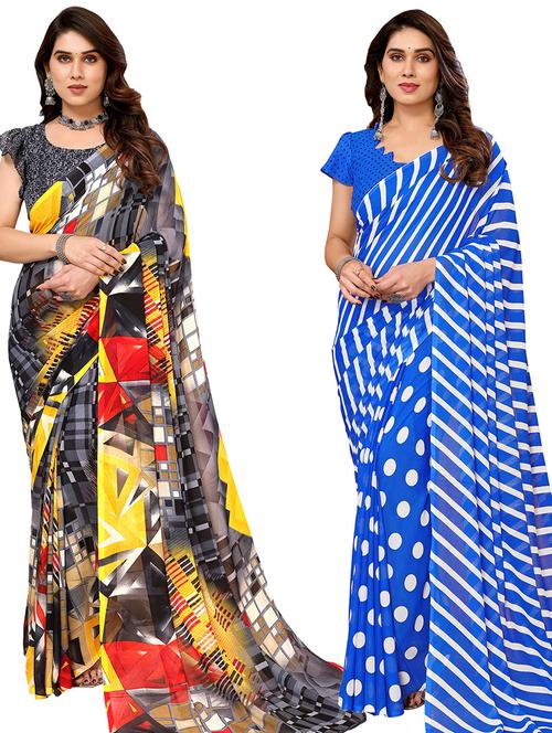 pack of 2 printed sarees - 21440318 - Very Small Image - 1