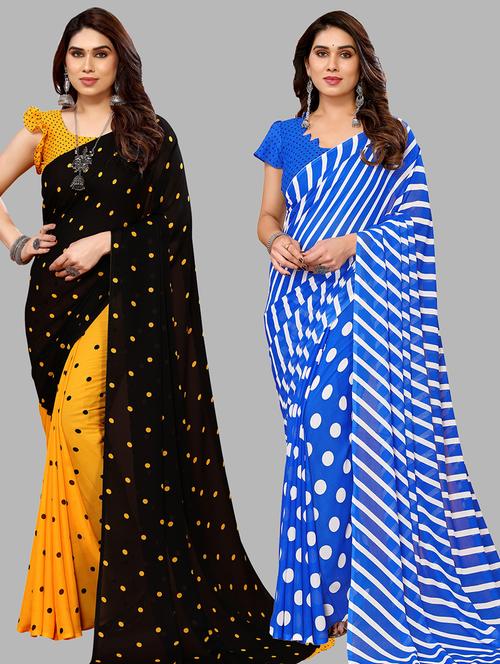 women pack of 2 casual wear sarees with blouse - 21440322 - Very Small Image - 1