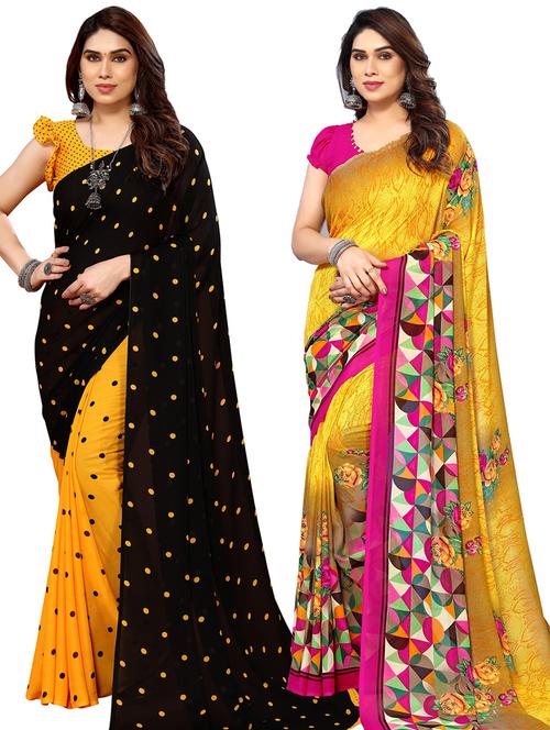 pack of 2 printed casual wear saree with blouse - 21440337 - Very Small Image - 1