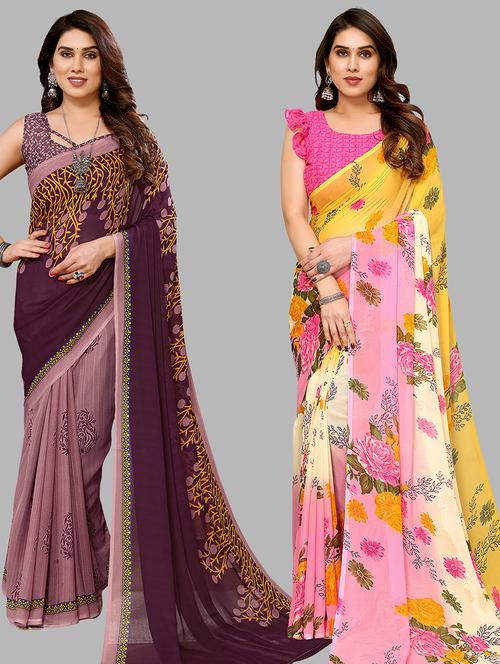 women pack of 2 casual wear sarees - 21440338 - Very Small Image - 1