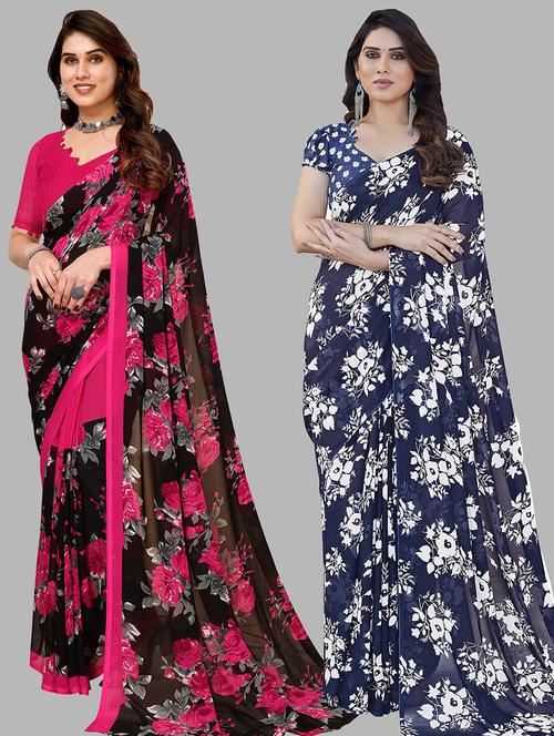 women pack of 2 casual wear sarees - 21440342 - Very Small Image - 1