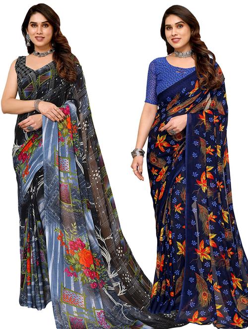 women pack of 2 casual wear sarees - 21440354 - Very Small Image - 1