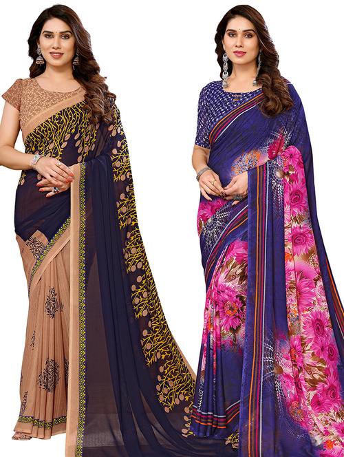 women pack of 2 casual wear sarees - 21440355 - Very Small Image - 1