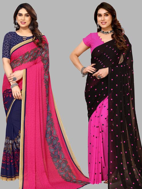 women pack of 2 printed casual sarees - 21440356 - Very Small Image - 1