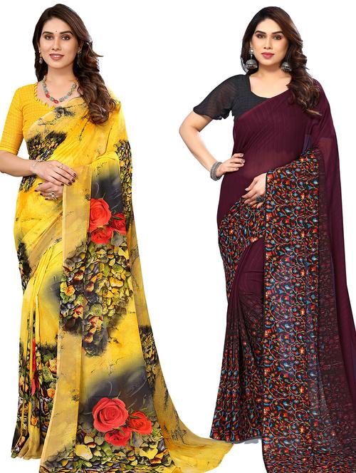 women pack of 2 casual wear sarees - 21440361 - Very Small Image - 1