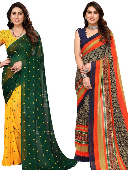 pack of 2 casual wear combo sarees with blouse - 21440362 - Very Small Image - 1