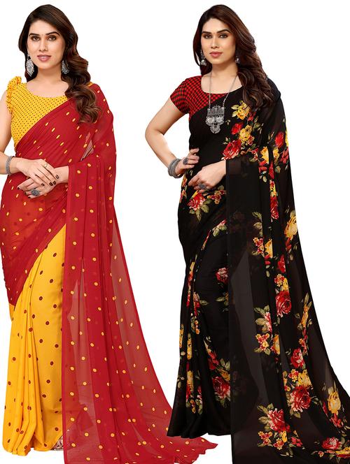 pack of 2 printed sarees - 21440366 - Very Small Image - 1