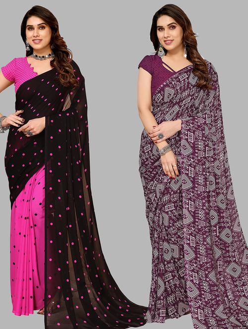 pack of 2 printed sarees - 21440369 - Very Small Image - 1