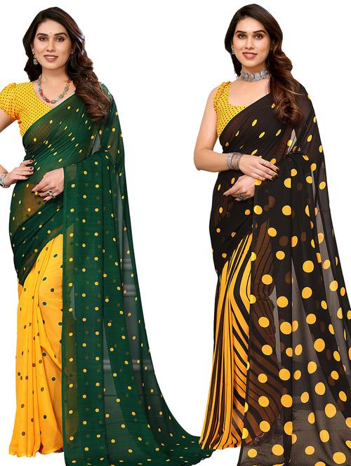 pack of 2 printed casual wear sarees - 21440370 - Very Small Image - 1