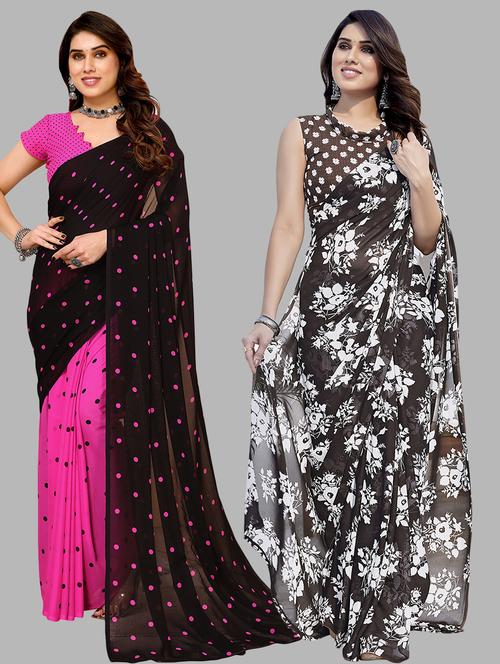 women pack of 2 printed casual sarees - 21440371 - Very Small Image - 1