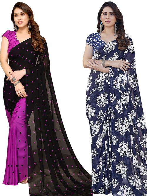 pack of 2 casual wear combo sarees with blouse - 21440373 - Very Small Image - 1
