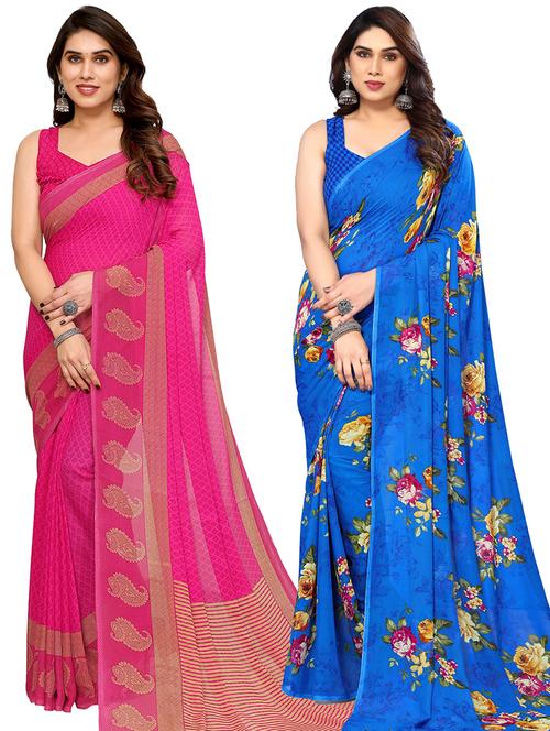 women pack of 2 printed casual sarees - 21440377 - Very Small Image - 1