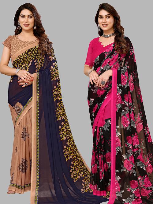 women pack of 2 casual wear sarees - 21440378 - Very Small Image - 1