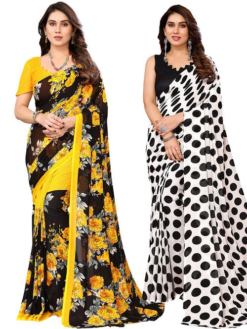 women pack of 2 casual wear sarees with blouse - 21440379 - Very Small Image - 1