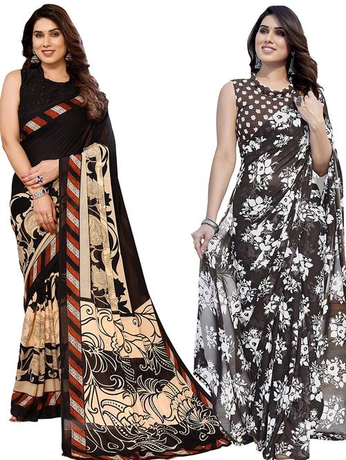 pack of 2 casual wear combo sarees with blouse - 21440385 - Very Small Image - 1