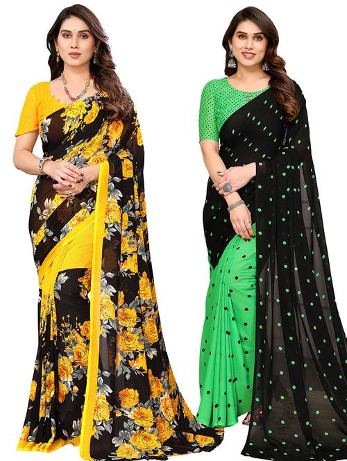 pack of 2 casual wear combo sarees with blouse - 21440394 - Very Small Image - 1