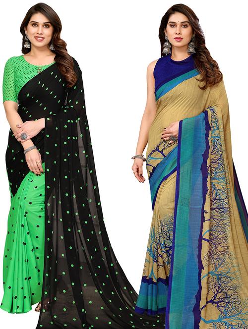 pack of 2 printed casual wear sarees - 21440396 - Very Small Image - 1