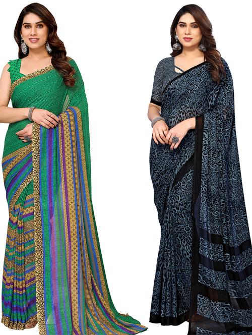 pack of 2 printed sarees - 21440402 - Very Small Image - 1