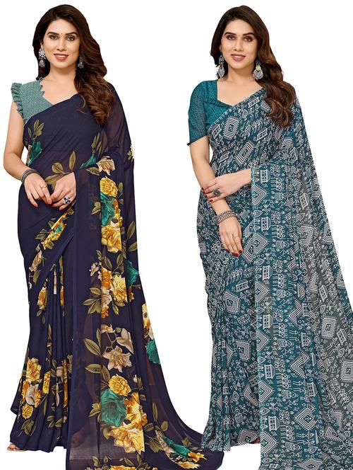 women pack of 2 casual wear sarees - 21440403 - Very Small Image - 1