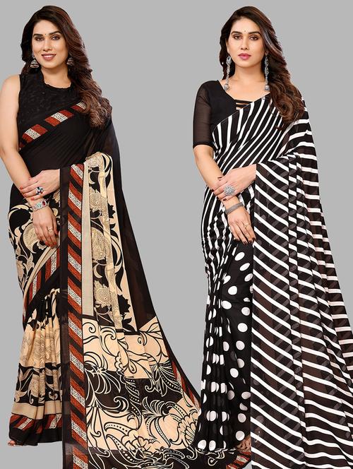 pack of 2 casual wear combo sarees - 21440412 - Very Small Image - 1