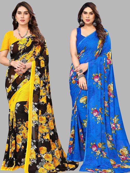 pack of 2 casual wear combo sarees with blouse - 21440420 - Very Small Image - 1