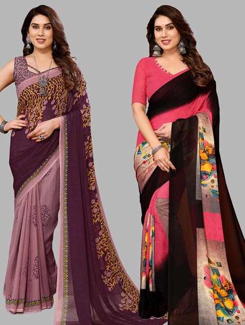 pack of 2 casual wear sarees - 21440421 - Very Small Image - 1