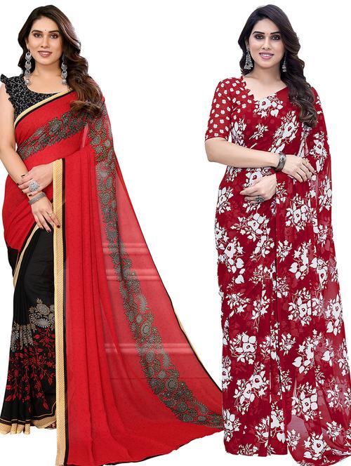 pack of 2 printed casual wear sarees - 21440427 - Very Small Image - 1