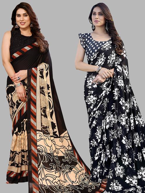 women pack of 2 casual wear combo sarees with blouse - 21440438 - Very Small Image - 1