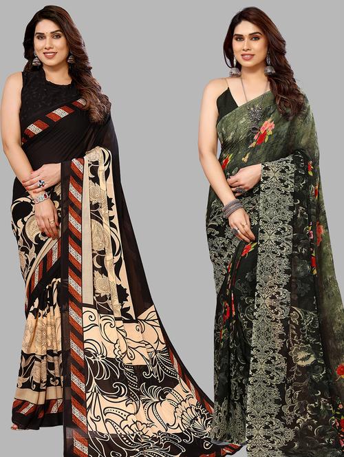pack of 2 casual wear sarees - 21440439 - Very Small Image - 1