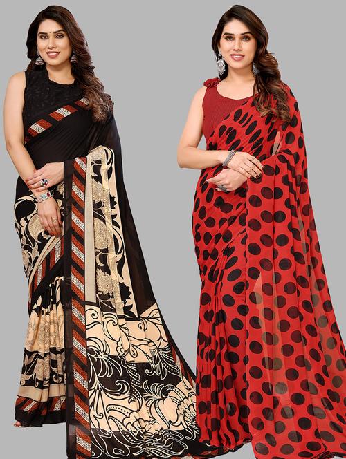 pack of 2 casual wear sarees - 21440440 - Very Small Image - 1
