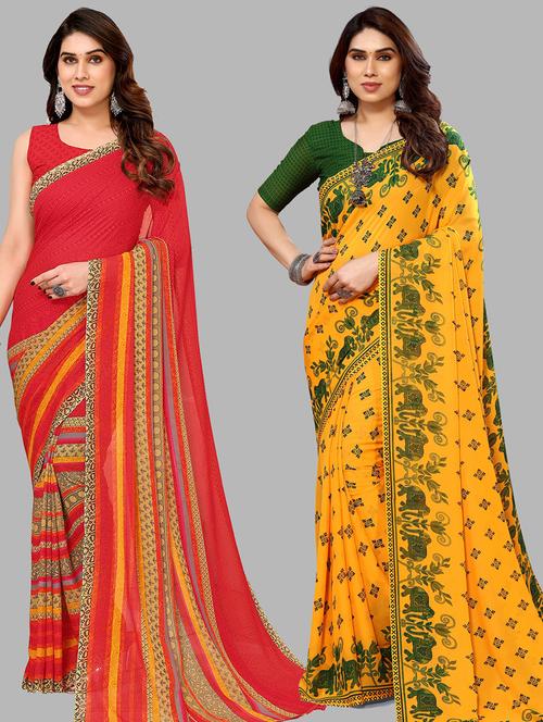 pack of 2 casual wear combo sarees - 21440442 - Very Small Image - 1