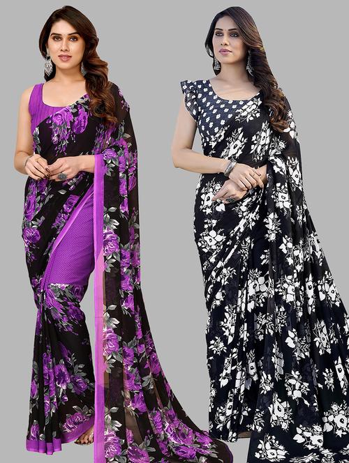 pack of 2 casual wear sarees - 21440446 - Very Small Image - 1