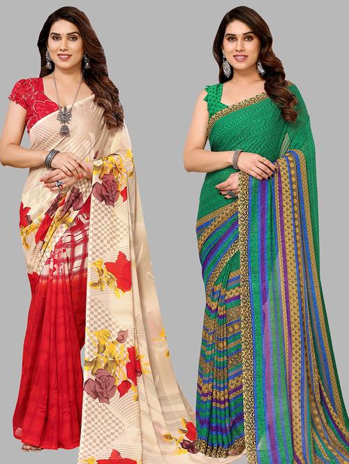 pack of 2 casual wear sarees - 21440457 - Very Small Image - 1