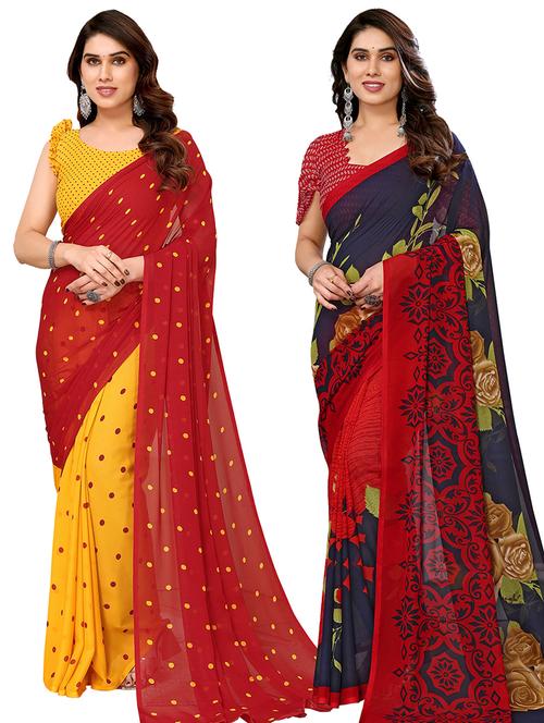 women pack of 2 casual wear combo sarees with blouse - 21440464 - Very Small Image - 1