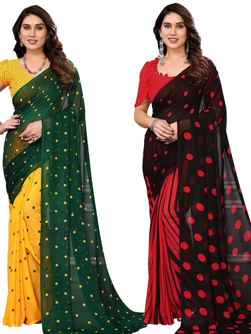 women pack of 2 casual wear combo sarees with blouse - 21440465 - Very Small Image - 1