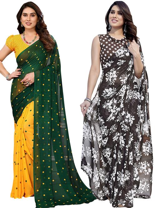 women pack of 2 casual wear combo sarees with blouse - 21440466 - Very Small Image - 1